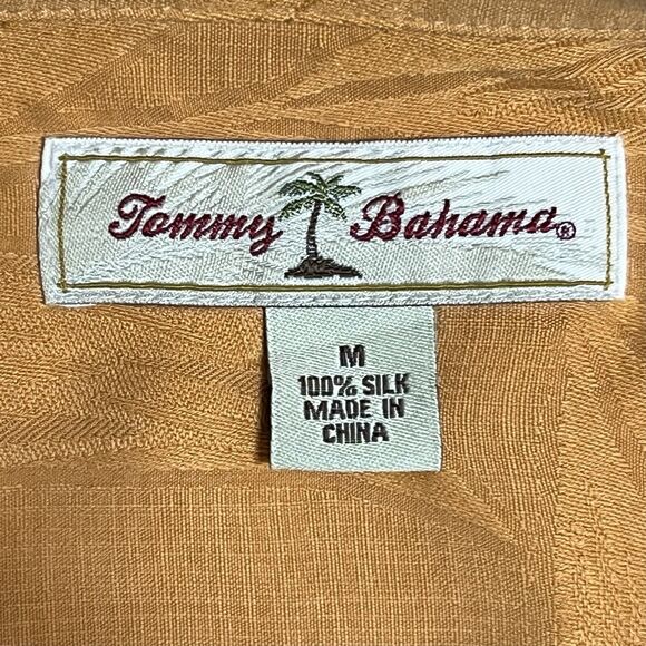 Tommy Bahama 100% Silk Camp Shirt Men's M Orange Button Up Floral Tropical - Picture 4 of 16